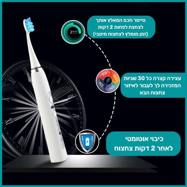 מברשת חשמלית סונית עם תחנת עגינה אלחוטית טיימר חכם